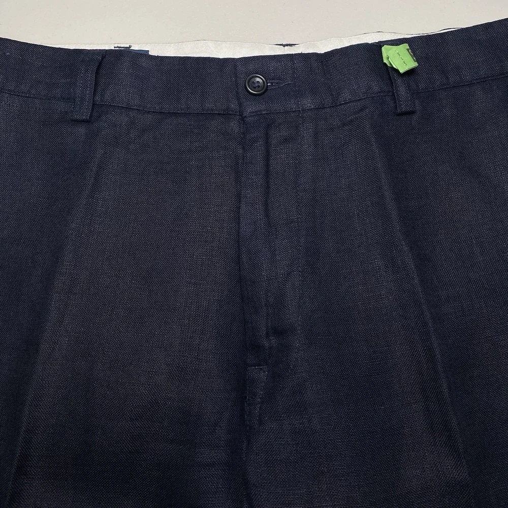 Polo by Ralph Lauren Pants 38x30 (38x29.5) Flat Front Linen Cotton Navy